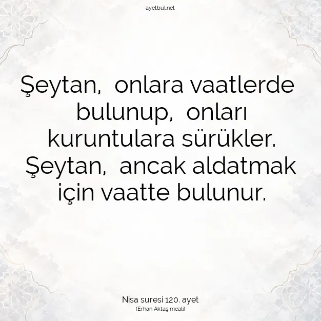 Ayetbul | Kuran Mealleri | Quran | Nisa suresi 120. ayet