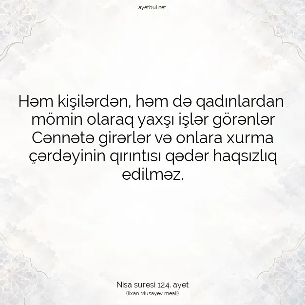 Ayetbul | Kuran Mealleri | Quran | Nisa suresi 124. ayet