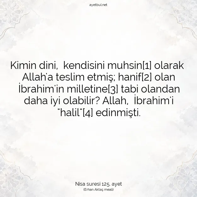 Ayetbul | Kuran Mealleri | Quran | Nisa suresi 125. ayet