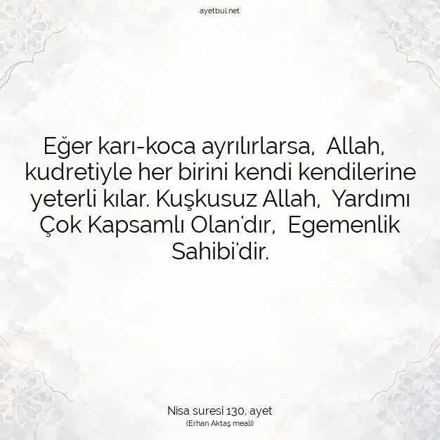 Ayetbul | Kuran Mealleri | Quran | Nisa suresi 130. ayet