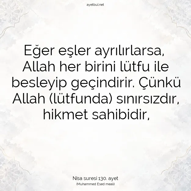 Ayetbul | Kuran Mealleri | Quran | Nisa suresi 130. ayet