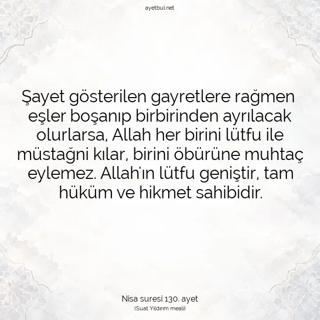 Ayetbul | Kuran Mealleri | Quran | Nisa suresi 130. ayet