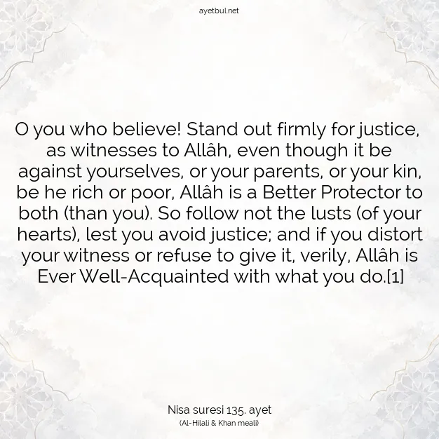 Ayetbul | Kuran Mealleri | Quran | Nisa suresi 135. ayet