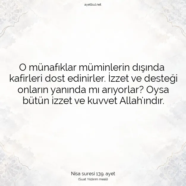 Ayetbul | Kuran Mealleri | Quran | Nisa suresi 139. ayet