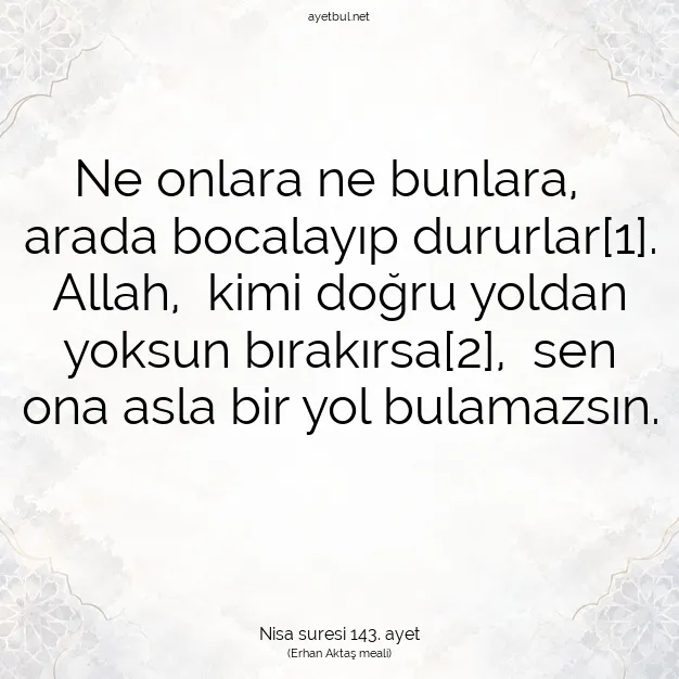 Ayetbul | Kuran Mealleri | Quran | Nisa suresi 143. ayet