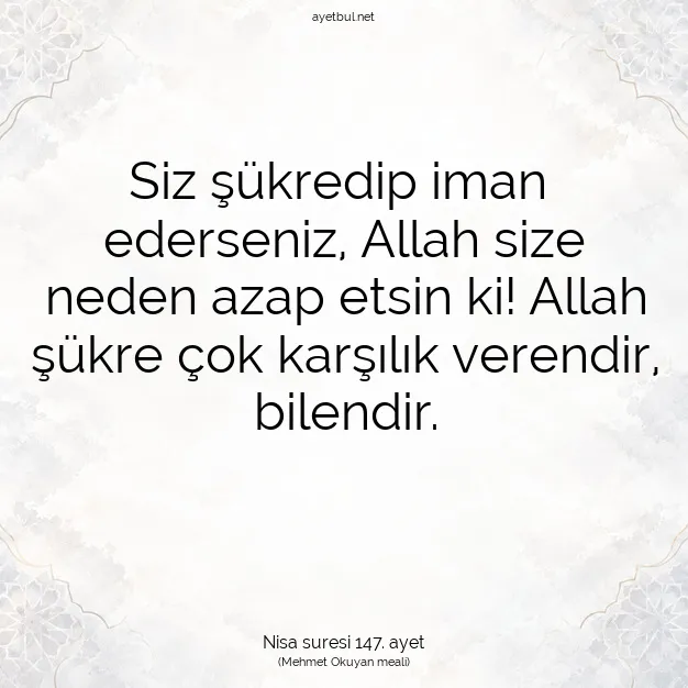Ayetbul | Kuran Mealleri | Quran | Nisa suresi 147. ayet