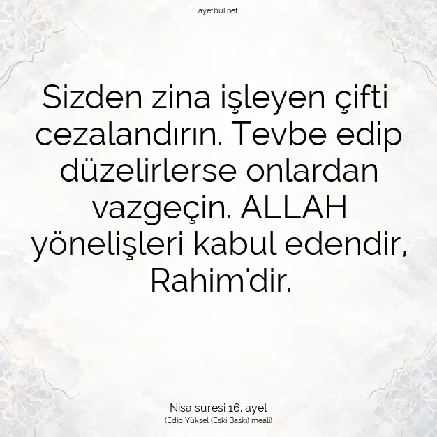 Ayetbul | Kuran Mealleri | Quran | Nisa suresi 16. ayet