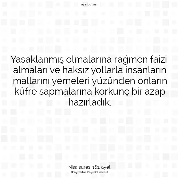Ayetbul | Kuran Mealleri | Quran | Nisa suresi 161. ayet