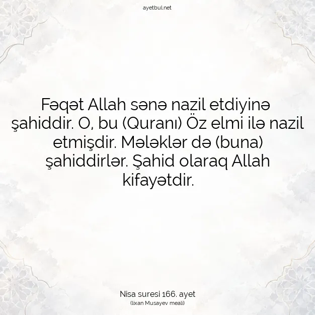 Ayetbul | Kuran Mealleri | Quran | Nisa suresi 166. ayet
