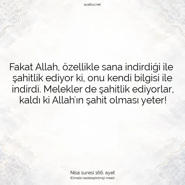 Ayetbul | Kuran Mealleri | Quran | Nisa suresi 166. ayet