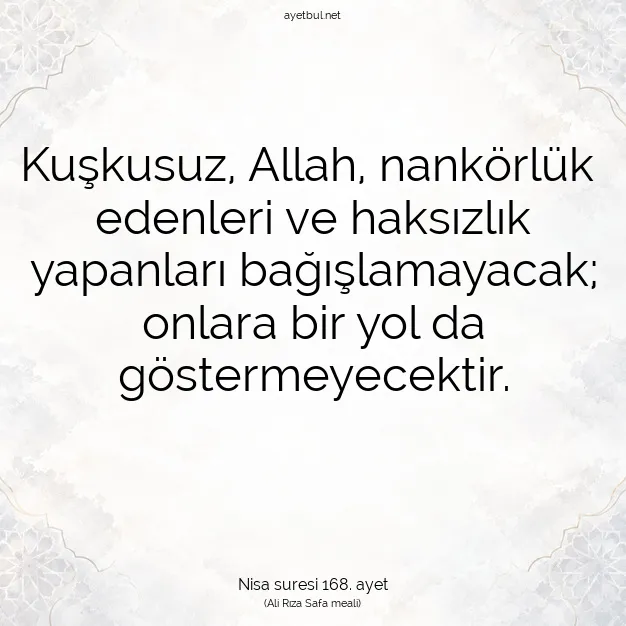 Ayetbul | Kuran Mealleri | Quran | Nisa suresi 168. ayet