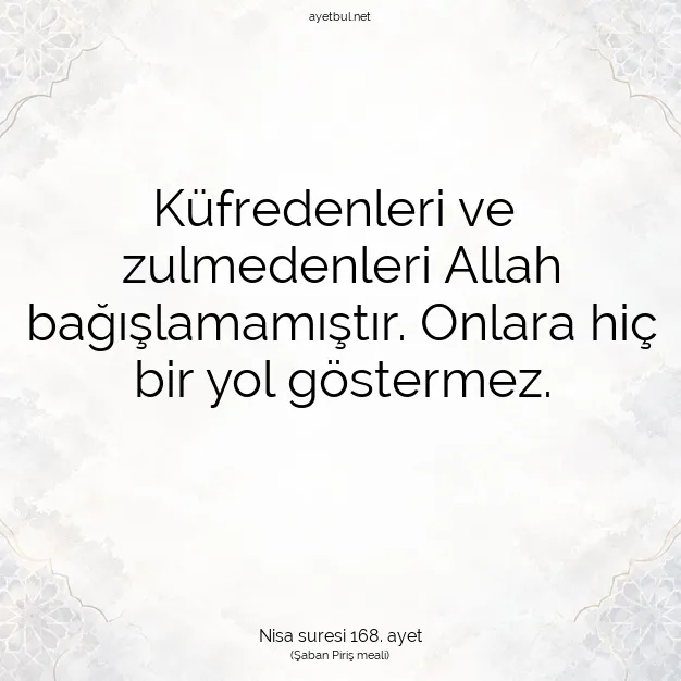 Ayetbul | Kuran Mealleri | Quran | Nisa suresi 168. ayet