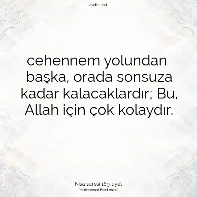 Ayetbul | Kuran Mealleri | Quran | Nisa suresi 169. ayet