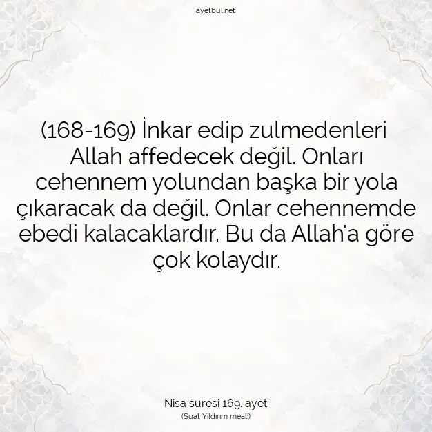 Ayetbul | Kuran Mealleri | Quran | Nisa suresi 169. ayet