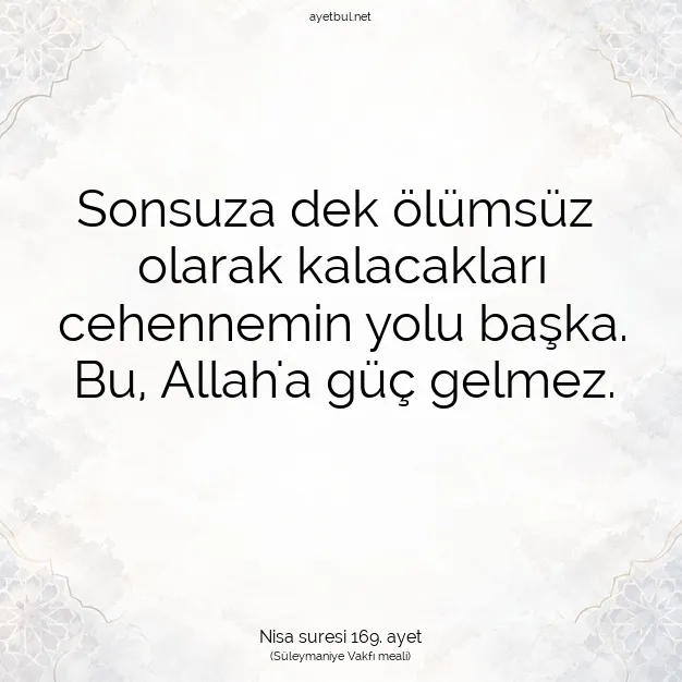 Ayetbul | Kuran Mealleri | Quran | Nisa suresi 169. ayet