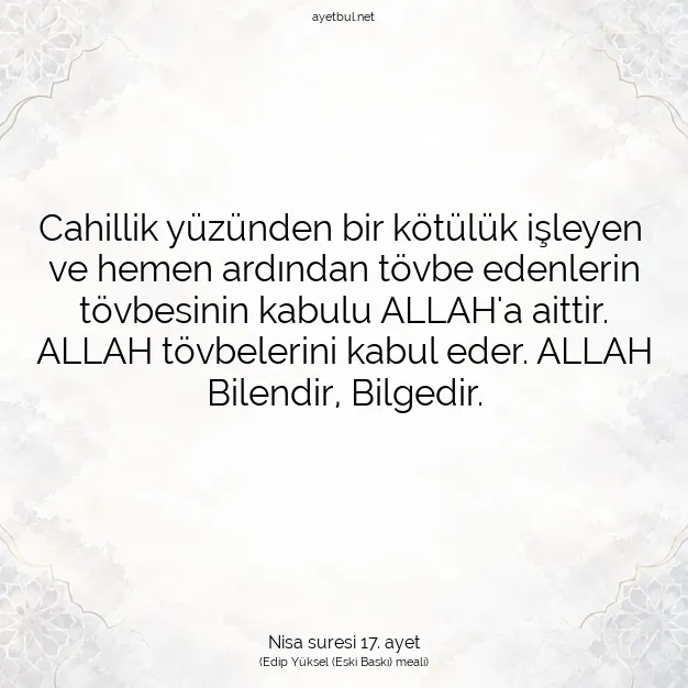 Ayetbul | Kuran Mealleri | Quran | Nisa suresi 17. ayet