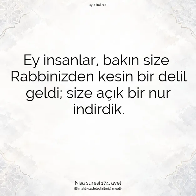 Ayetbul | Kuran Mealleri | Quran | Nisa suresi 174. ayet