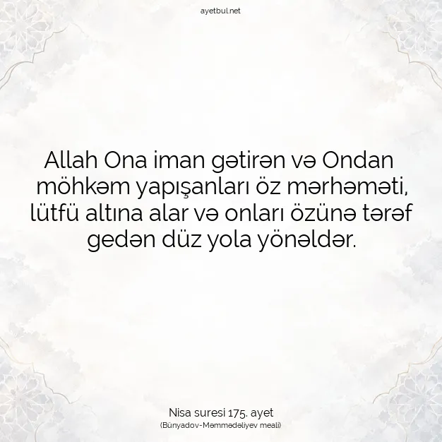Ayetbul | Kuran Mealleri | Quran | Nisa suresi 175. ayet