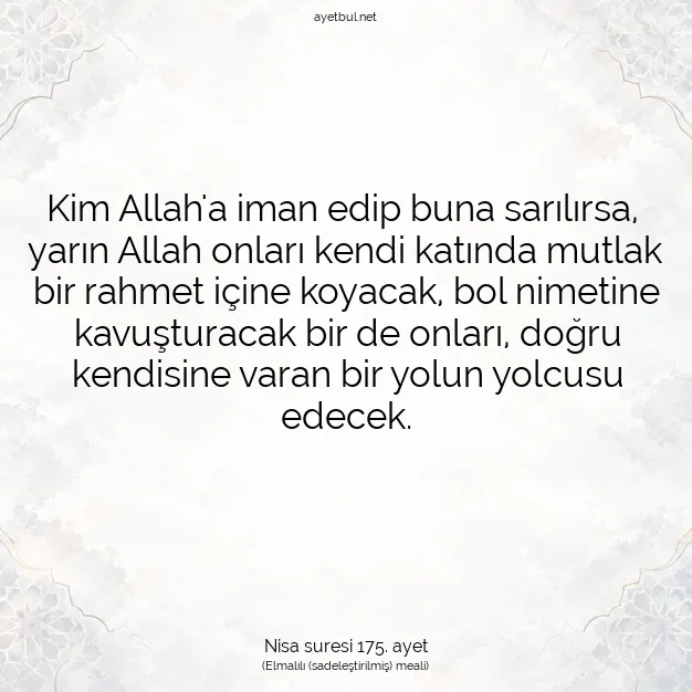 Ayetbul | Kuran Mealleri | Quran | Nisa suresi 175. ayet