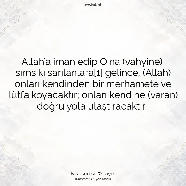 Ayetbul | Kuran Mealleri | Quran | Nisa suresi 175. ayet
