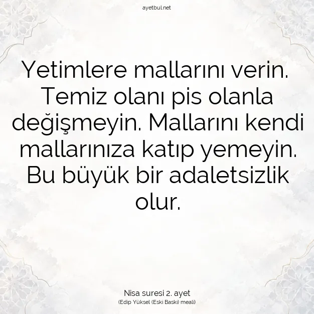 Ayetbul | Kuran Mealleri | Quran | Nisa suresi 2. ayet