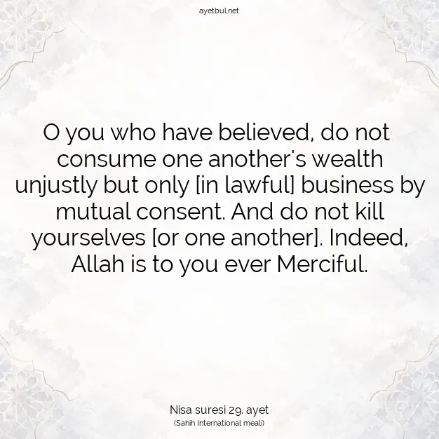 Ayetbul | Kuran Mealleri | Quran | Nisa suresi 29. ayet