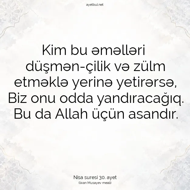 Ayetbul | Kuran Mealleri | Quran | Nisa suresi 30. ayet