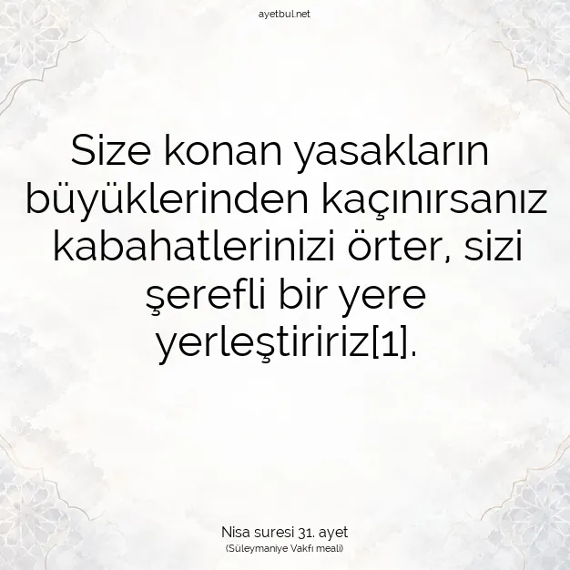 Ayetbul | Kuran Mealleri | Quran | Nisa suresi 31. ayet