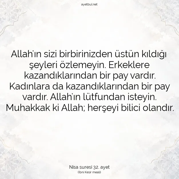 Ayetbul | Kuran Mealleri | Quran | Nisa suresi 32. ayet