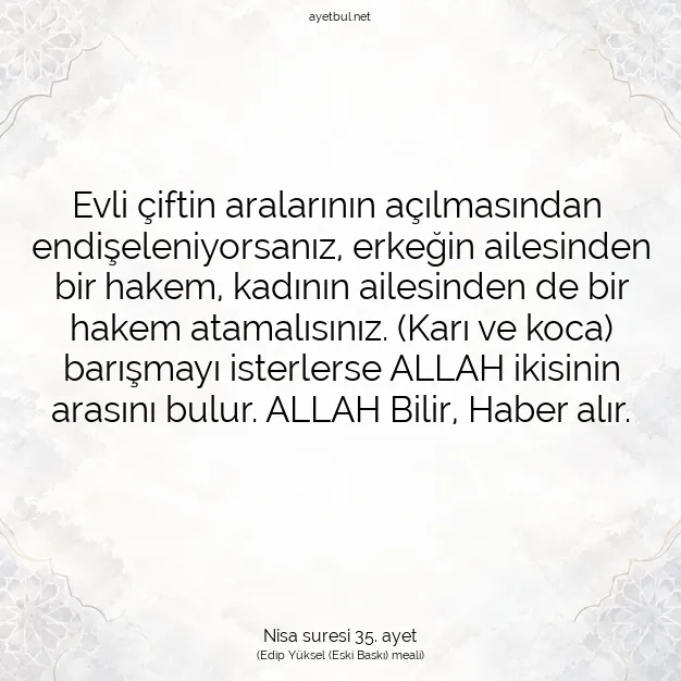 Ayetbul | Kuran Mealleri | Quran | Nisa suresi 35. ayet