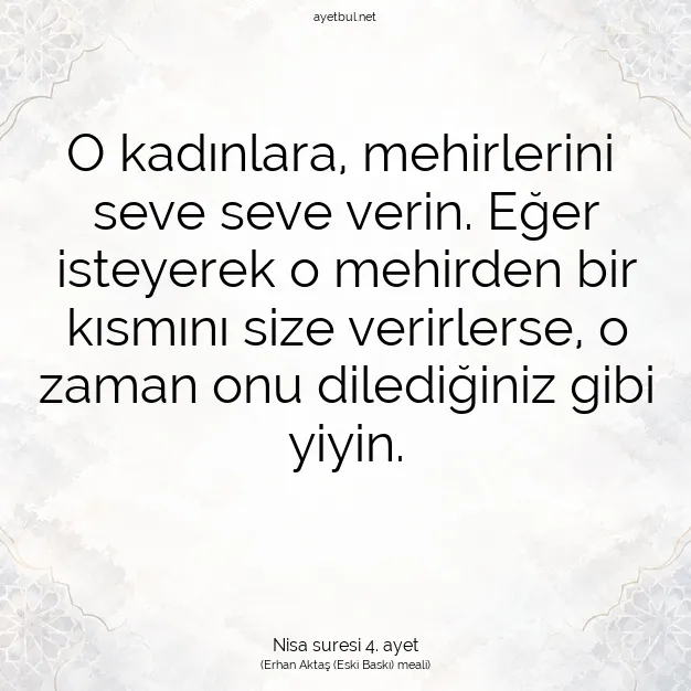 Ayetbul | Kuran Mealleri | Quran | Nisa suresi 4. ayet