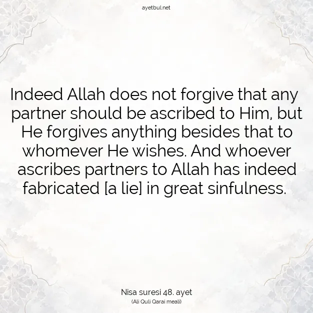 Ayetbul | Kuran Mealleri | Quran | Nisa suresi 48. ayet