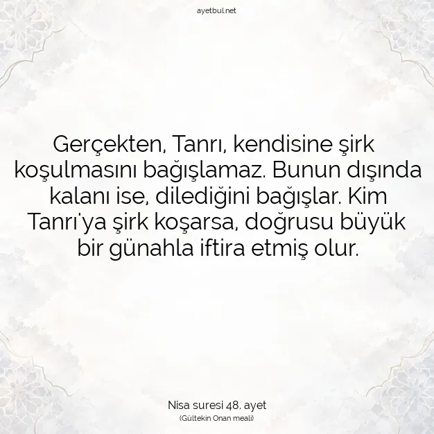 Ayetbul | Kuran Mealleri | Quran | Nisa suresi 48. ayet
