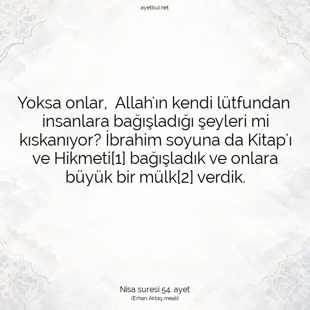 Ayetbul | Kuran Mealleri | Quran | Nisa suresi 54. ayet