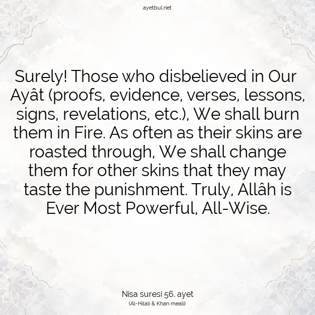 Ayetbul | Kuran Mealleri | Quran | Nisa suresi 56. ayet
