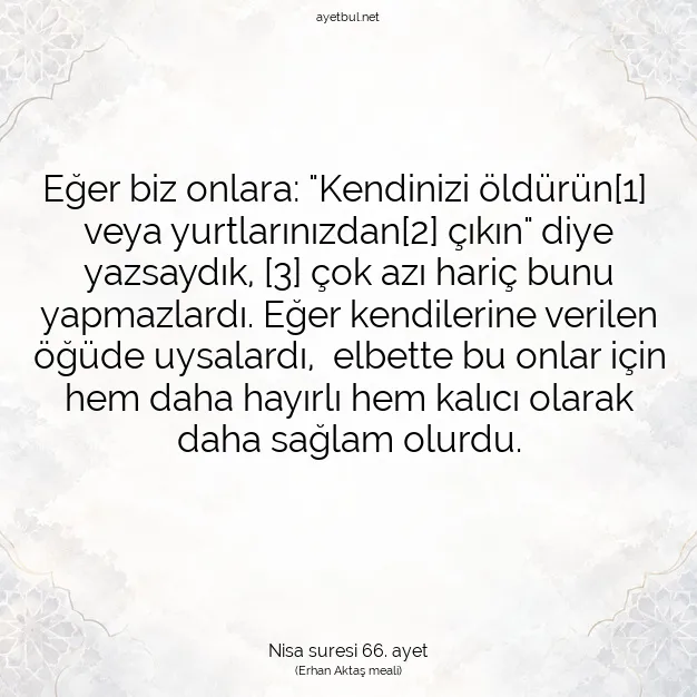 Ayetbul | Kuran Mealleri | Quran | Nisa suresi 66. ayet