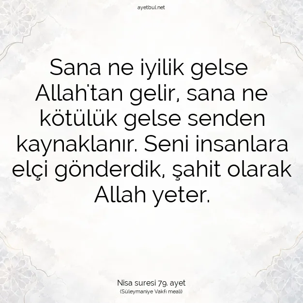 Ayetbul | Kuran Mealleri | Quran | Nisa suresi 79. ayet