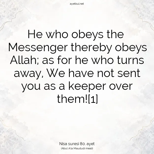 Ayetbul | Kuran Mealleri | Quran | Nisa suresi 80. ayet