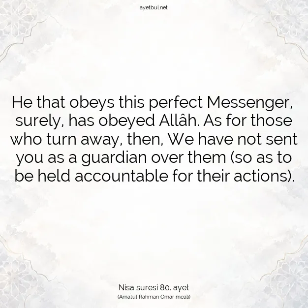 Ayetbul | Kuran Mealleri | Quran | Nisa suresi 80. ayet