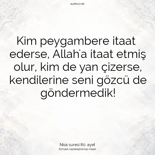 Ayetbul | Kuran Mealleri | Quran | Nisa suresi 80. ayet