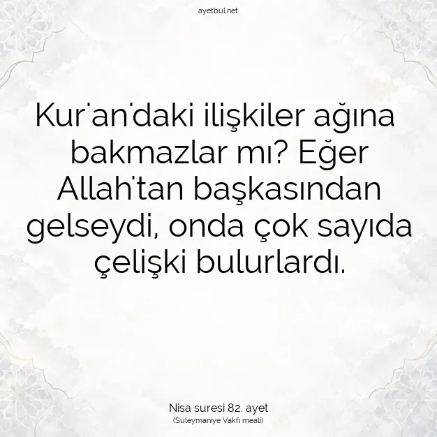 Ayetbul | Kuran Mealleri | Quran | Nisa suresi 82. ayet