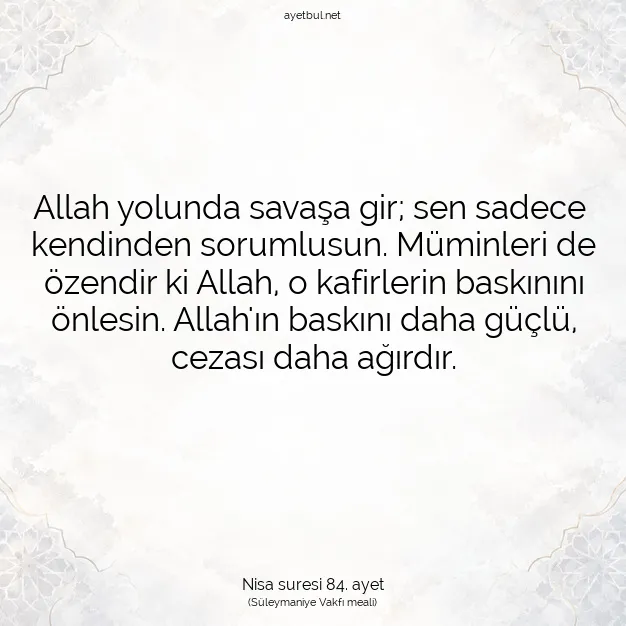 Ayetbul | Kuran Mealleri | Quran | Nisa suresi 84. ayet
