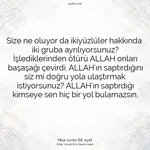 Ayetbul | Kuran Mealleri | Quran | Nisa suresi 88. ayet