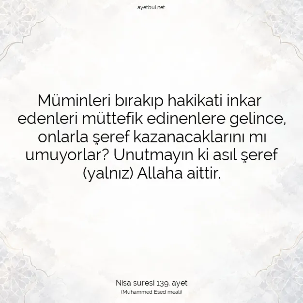 Ayetbul | Kuran Mealleri | Quran | Nisa suresi 139. ayet