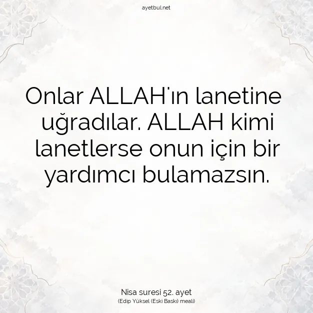 Ayetbul | Kuran Mealleri | Quran | Nisa suresi 52. ayet
