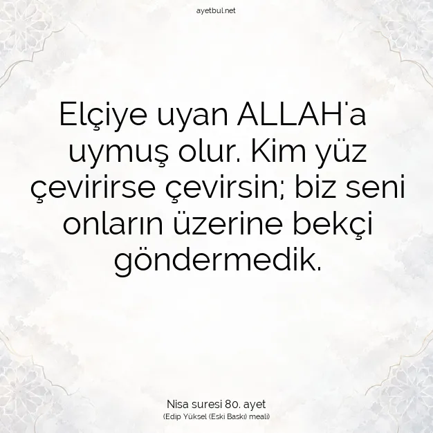 Ayetbul | Kuran Mealleri | Quran | Nisa suresi 80. ayet