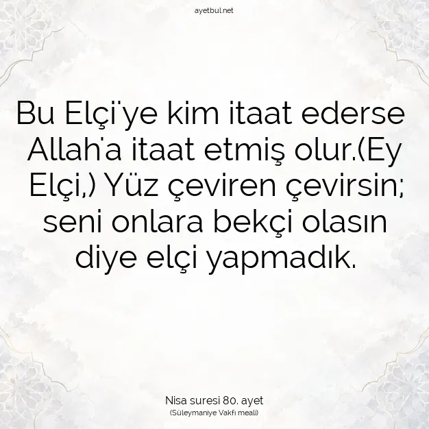 Ayetbul | Kuran Mealleri | Quran | Nisa suresi 80. ayet