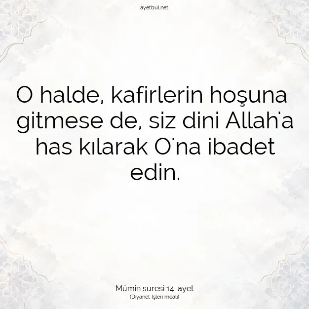 Ayetbul | Kuran Mealleri | Quran | Mümin suresi 14. ayet