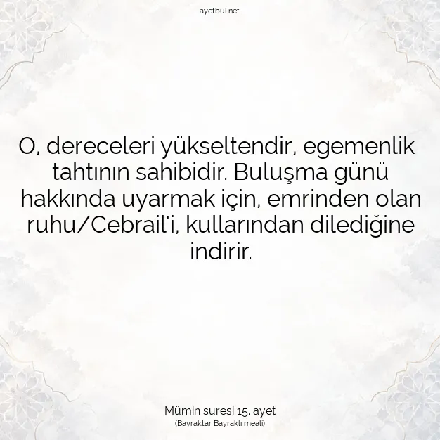 Ayetbul | Kuran Mealleri | Quran | Mümin suresi 15. ayet
