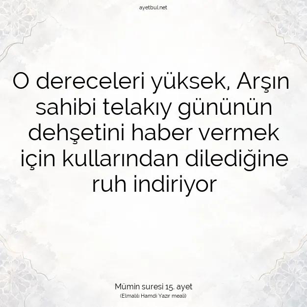 Ayetbul | Kuran Mealleri | Quran | Mümin suresi 15. ayet